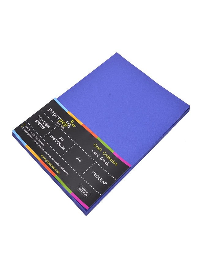 PaperPep Card Stock A4 200GSM Deep Blue Pack of 40 Sheets For Cardmaking, Mixedmedia, Papercrafts, Cutart, Diecutting, Stamping, Scrapbooking, Pastel Colouring and Arts & Crafts - Image 1
